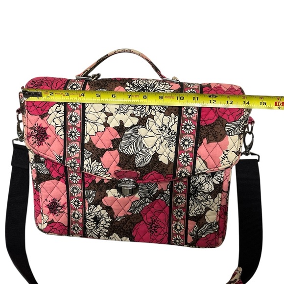 Vera Bradley Quilted Floral Laptop Satchel with Detachable and Adjustable Strap - Picture 9 of 10